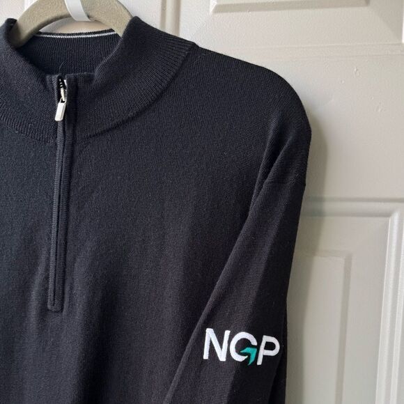 Peter Millar Crown Soft Merino Wool Lyocel 1/4 Zip Sweater Men's Sz L Black Golf - Picture 4 of 5